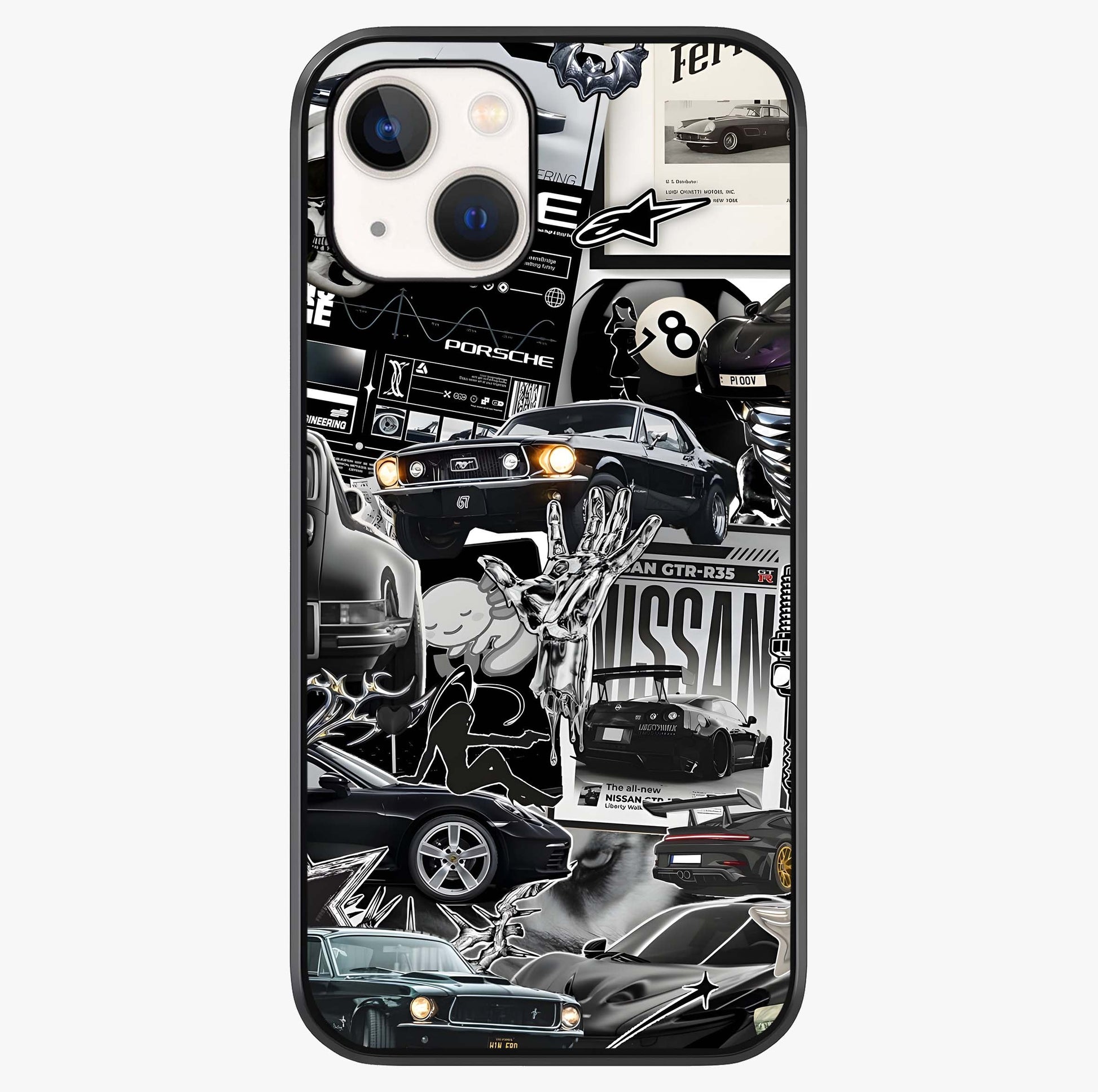 Aesthetic Dark Love Glass Case showing full back design in clean flat view with glossy glass finish.