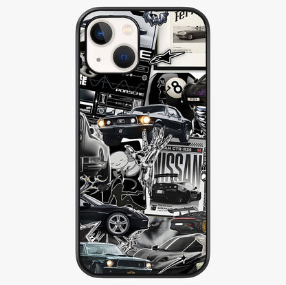 Aesthetic Dark Love Glass Case showing full back design in clean flat view with glossy glass finish.