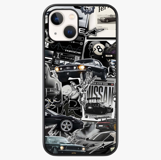 Aesthetic Dark Love Glass Case showing full back design in clean flat view with glossy glass finish.