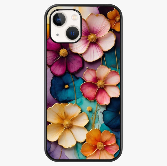 Artlyn Grace Flower Pattern Glass Case showing full back design in clean flat view with glossy glass finish.
