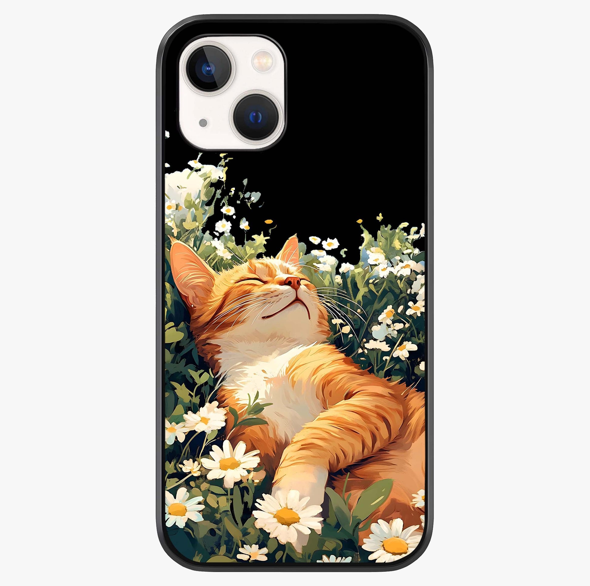 lissful Bloom Cat Glass Case showing full back design in clean flat view with glossy glass finish.