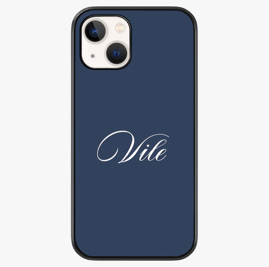 Blue Background Personalized Custom Name Glass Case showing full back design in clean flat view with glossy glass finish.