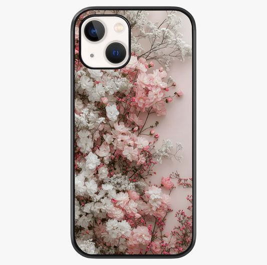 Blush Blossom Cloud Glass Case showing full back design in clean flat view with glossy glass finish.