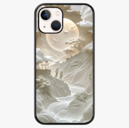 Celestial Origami Glass Case showing full back design in clean flat view with glossy glass finish.