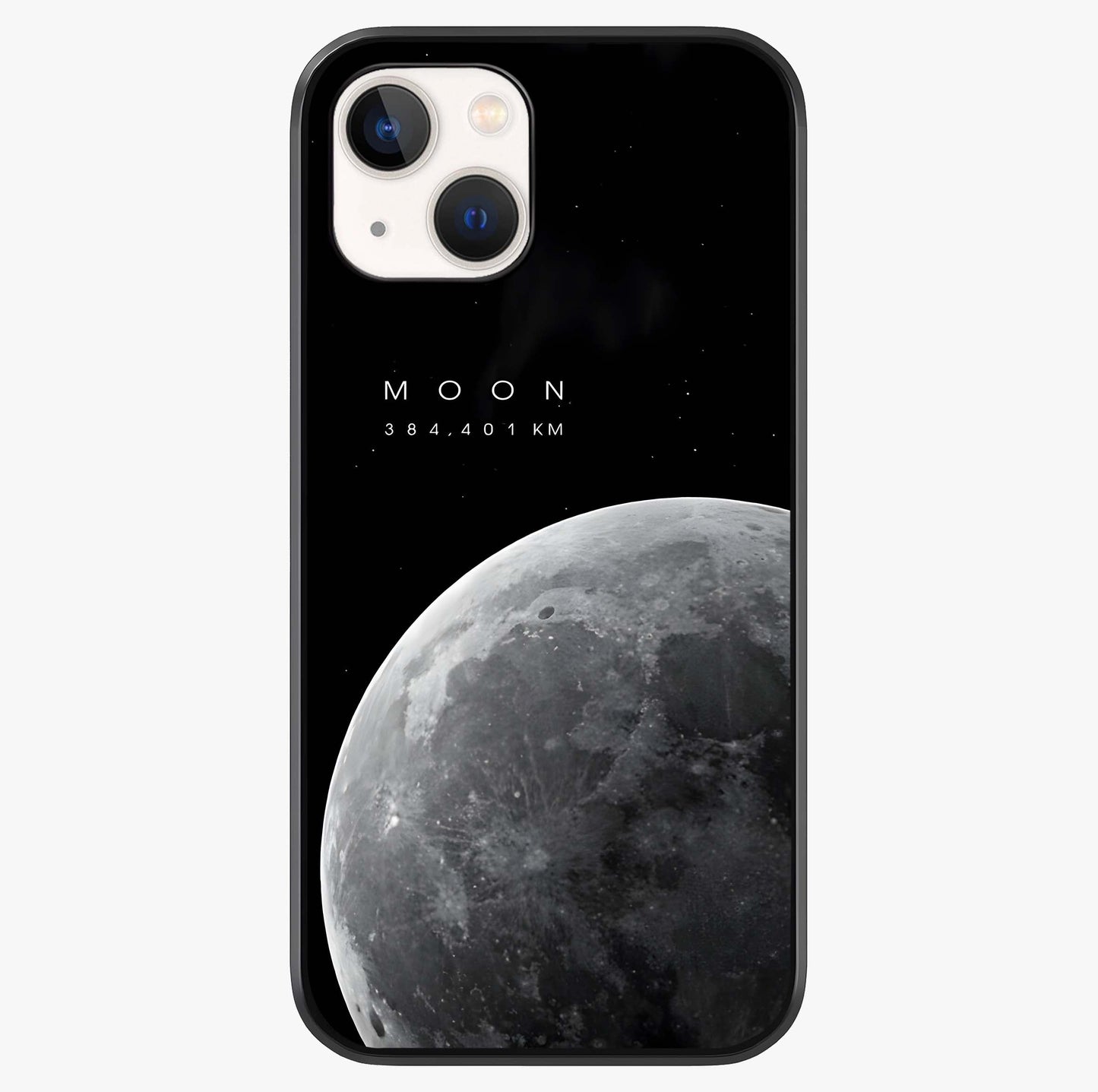 Cosmic Moon Glow Glass Case showing full back design in clean flat view with glossy glass finish.