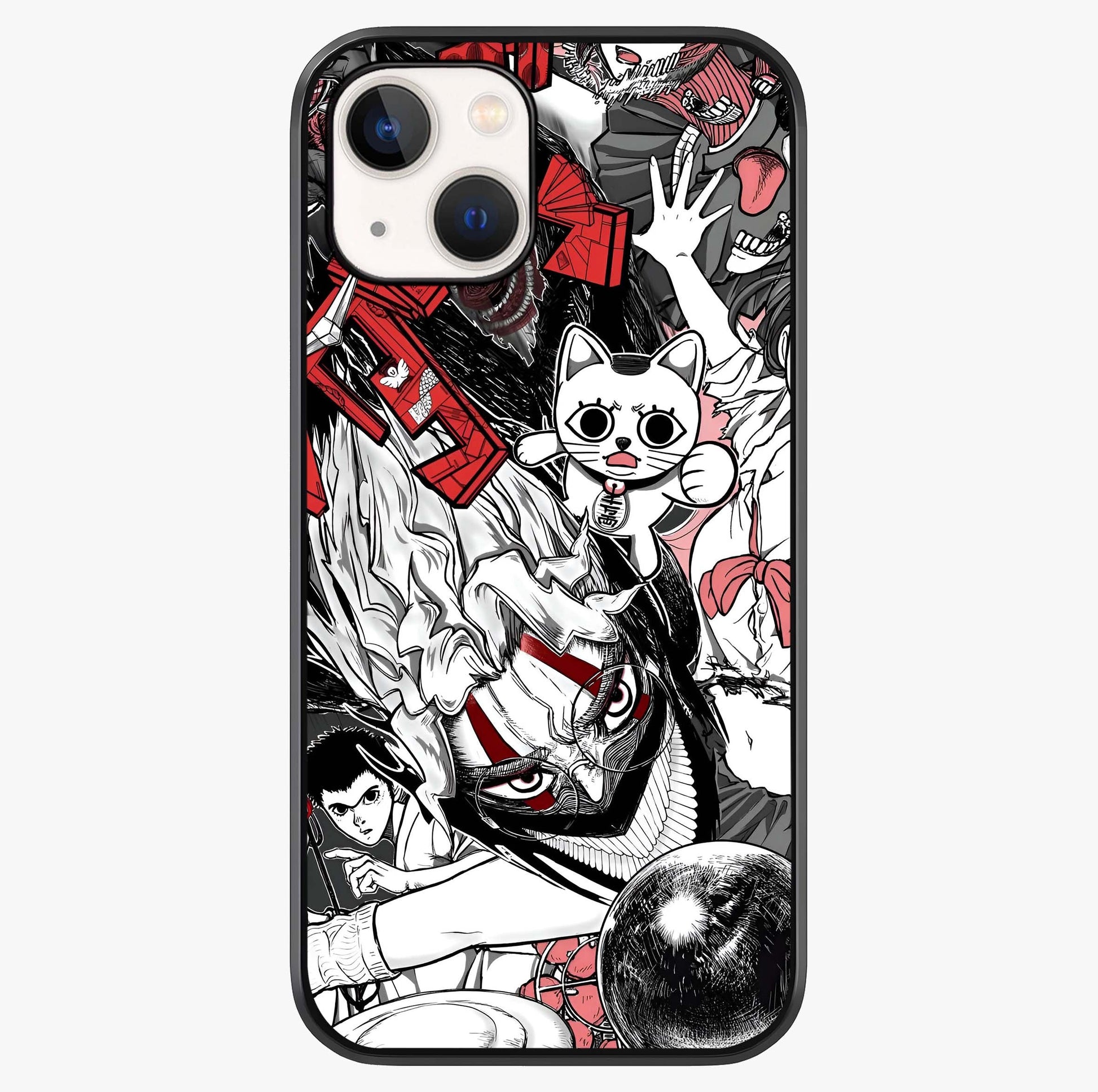 Crimson Chaos Panel Glass Case showing full back design in clean flat view with glossy glass finish.