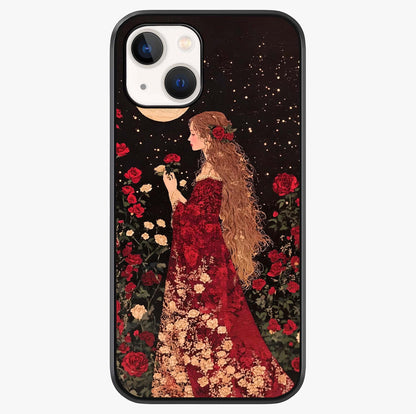 Crimson Dreams Glass Case showing full back design in clean flat view with glossy glass finish.