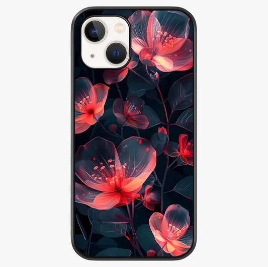 Dark Shade Of Flower Glass Case showing full back design in clean flat view with glossy glass finish.
