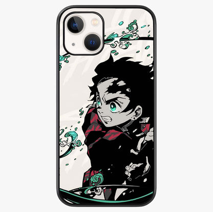Demon Slayer Glass Case showing full back design in clean flat view with glossy glass finish.