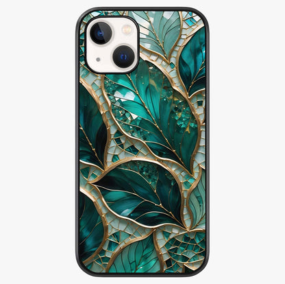 Emerald Leaf Glass Glass Case showing full back design in clean flat view with glossy glass finish.