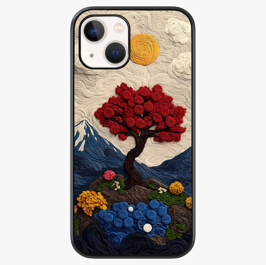 Eternal Nature Tapestry Glass Case showing full back design in clean flat view with glossy glass finish.