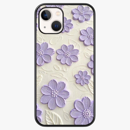 Floral Wall Art With Purple Flowers Glass Case showing full back design in clean flat view with glossy glass finish.