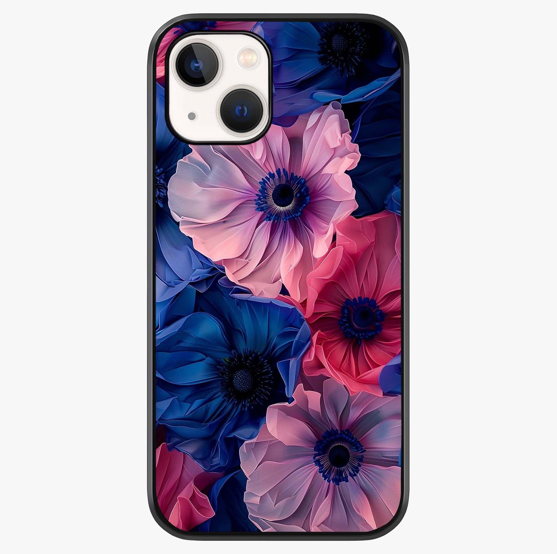 Flower Paper Art Pattern Glass Case showing full back design in clean flat view with glossy glass finish.