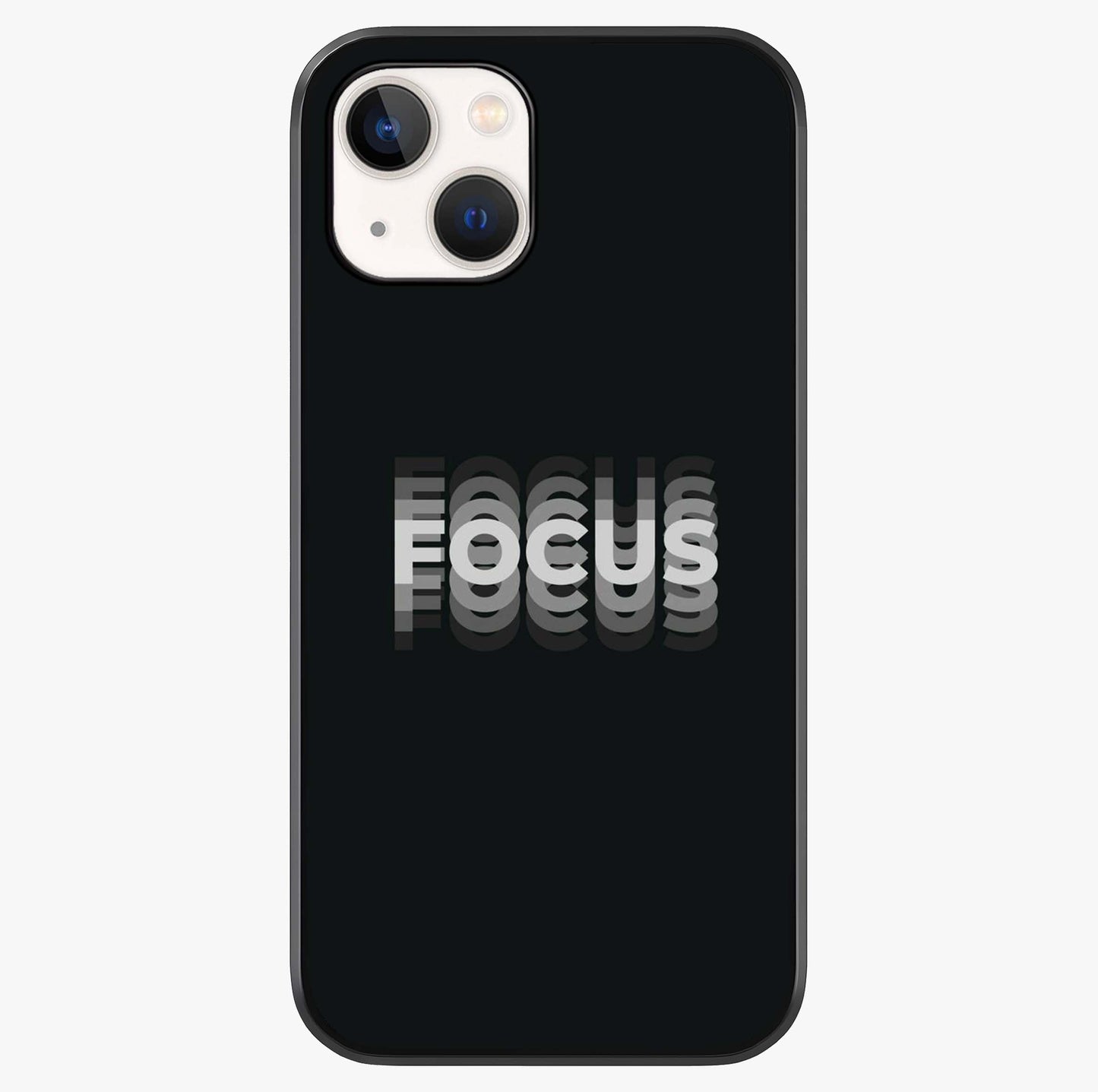 Focus Mode On Glass Case showing full back design in clean flat view with glossy glass finish.