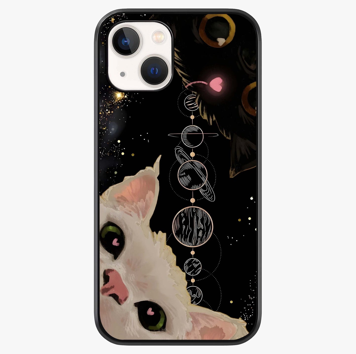 Galactic Cat Glass Case showing full back design in clean flat view with glossy glass finish.