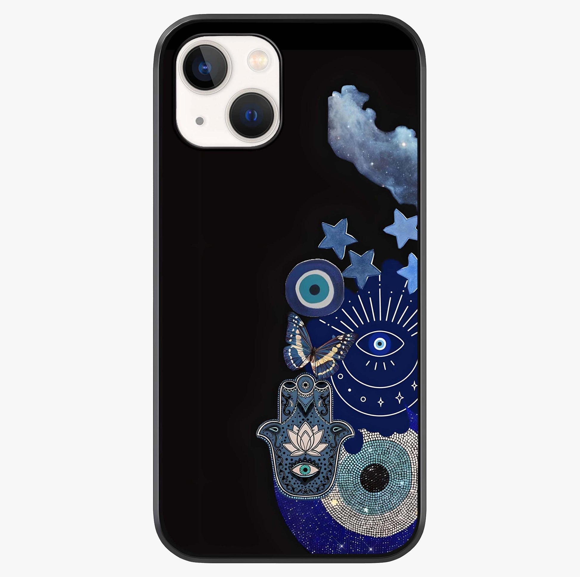 Galactic Charm Cluster Glass Case showing full back design in clean flat view with glossy glass finish.