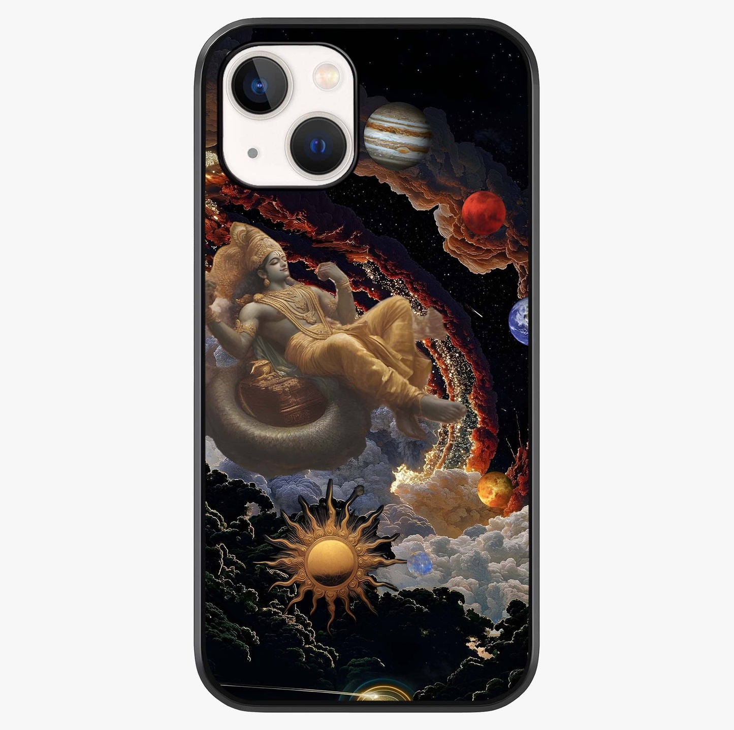 Galactic Divine God Glass Case showing full back design in clean flat view with glossy glass finish.