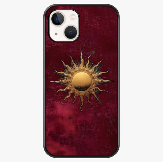 Gold Sun Blush Glass Case showing full back design in clean flat view with glossy glass finish.