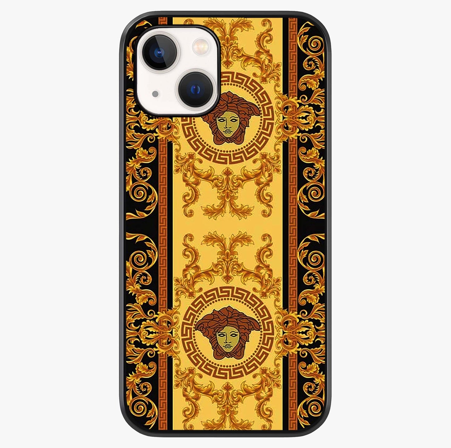 Golden Royal Heritage Glass Case showing full back design in clean flat view with glossy glass finish.