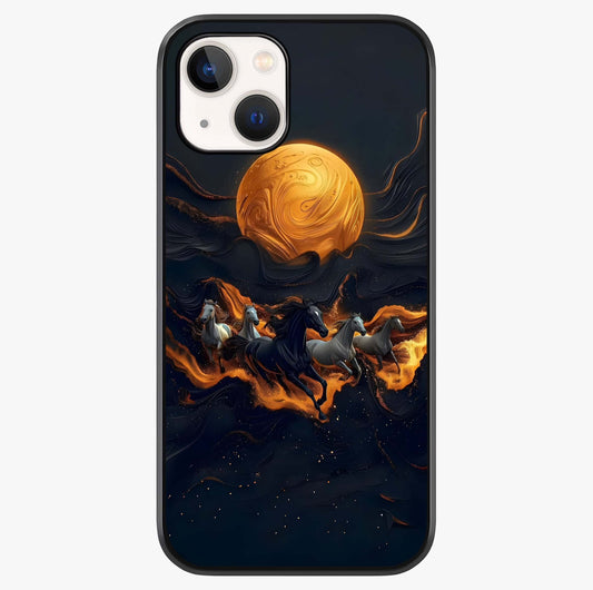 Golden Stallion Moonride Glass Case showing full back design in clean flat view with glossy glass finish.