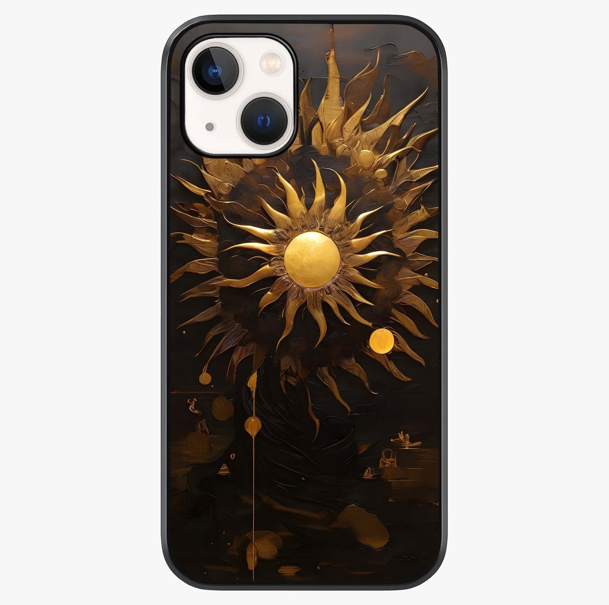 Golden Sun Majesty Glass Case showing full back design in clean flat view with glossy glass finish.