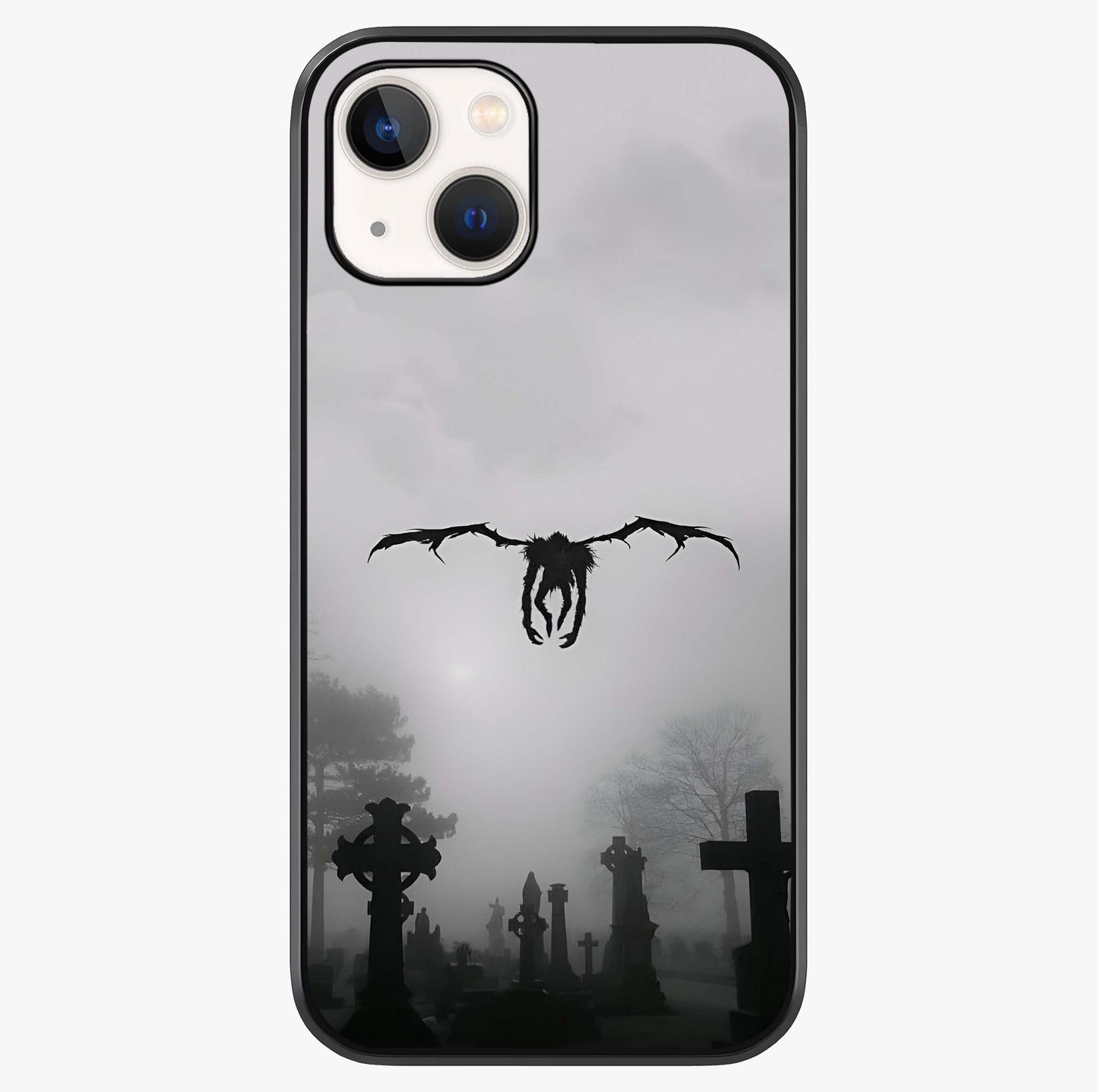 Graveyard Shadow Descent Glass Case showing full back design in clean flat view with glossy glass finish.