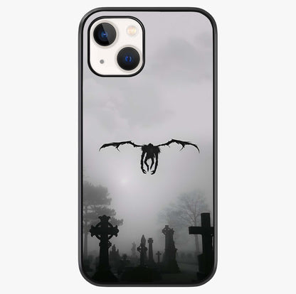 Graveyard Shadow Descent Glass Case showing full back design in clean flat view with glossy glass finish.