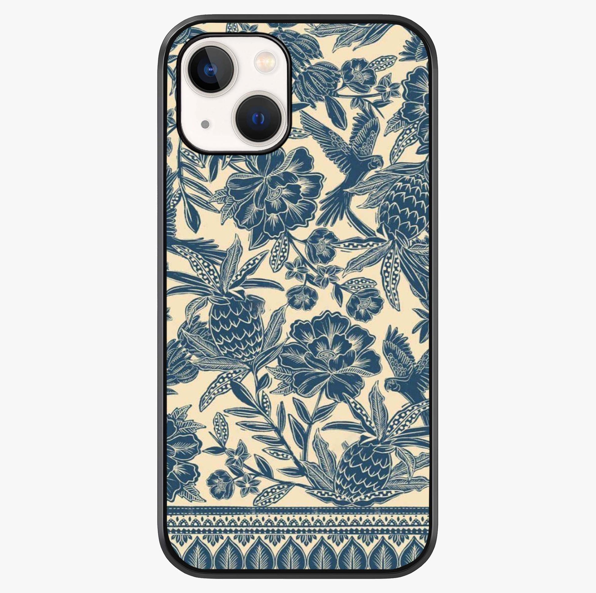 Heirloom Wild Bloom Glass Case showing full back design in clean flat view with glossy glass finish.