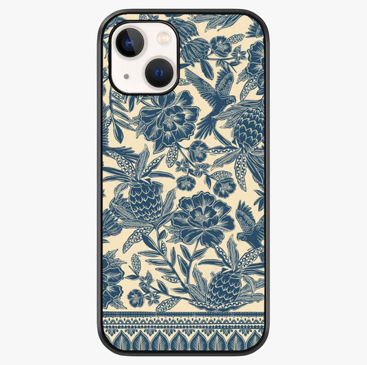 Heirloom Wild Bloom Glass Case showing full back design in clean flat view with glossy glass finish.