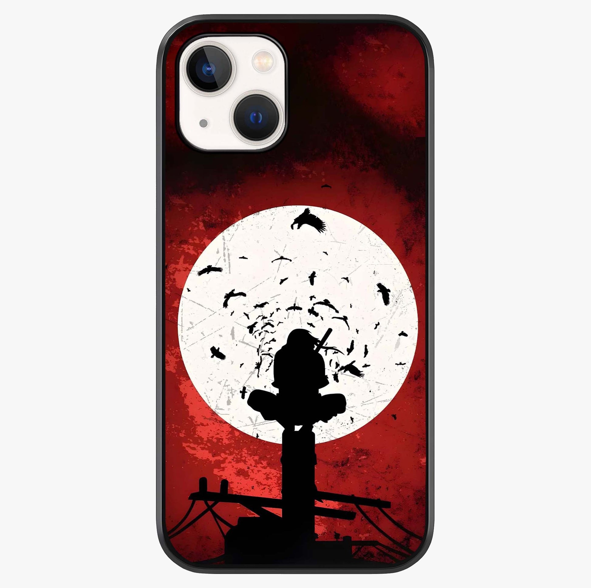 Itachi Limited Edition Naruto Anime Glass Case showing full back design in clean flat view with glossy glass finish.