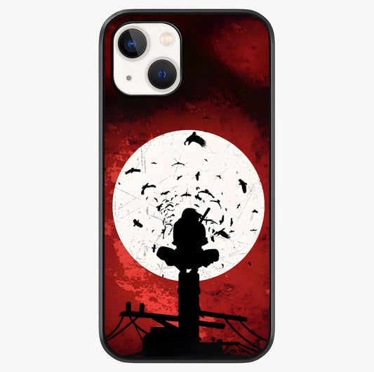 Itachi Limited Edition Naruto Anime Glass Case showing full back design in clean flat view with glossy glass finish.