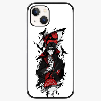 Itachi Sharingan Glass Case showing full back design in clean flat view with glossy glass finish.