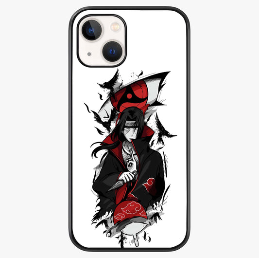 Itachi Sharingan Glass Case showing full back design in clean flat view with glossy glass finish.