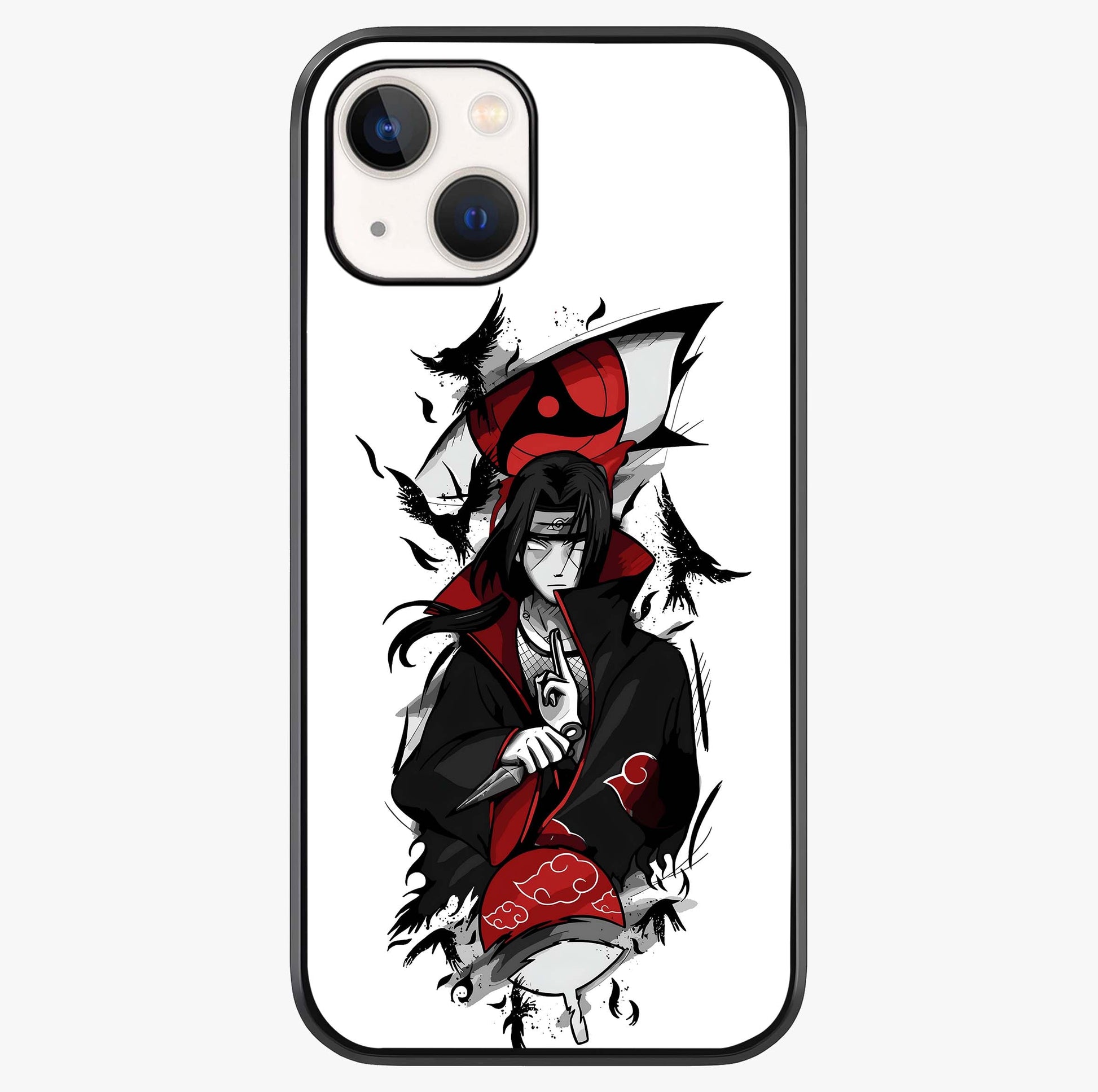 Itachi Sharingan Glass Case showing full back design in clean flat view with glossy glass finish.