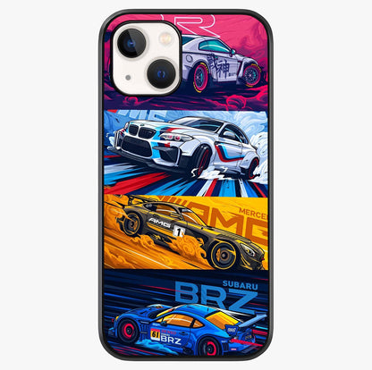 Jdm Sports Car Glass Case showing full back design in clean flat view with glossy glass finish.