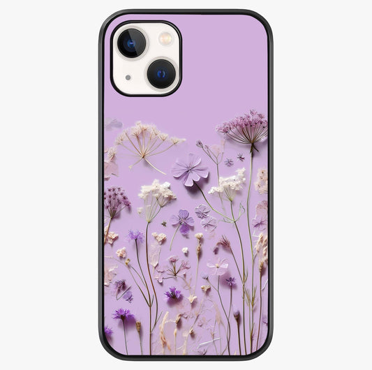Lavender Blossom Dream Glass Case showing full back design in clean flat view with glossy glass finish.