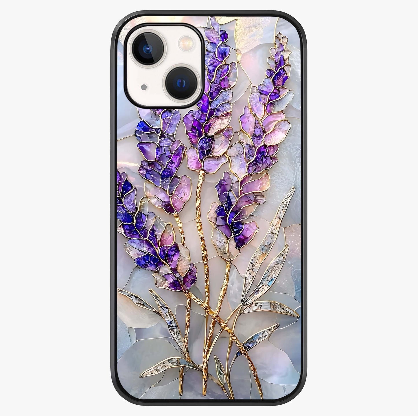 Lavender Dream Glow Glass Case showing full back design in clean flat view with glossy glass finish.