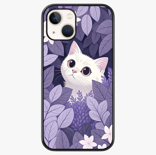 Lilac Hide Peek Cat Glass Case showing full back design in clean flat view with glossy glass finish.