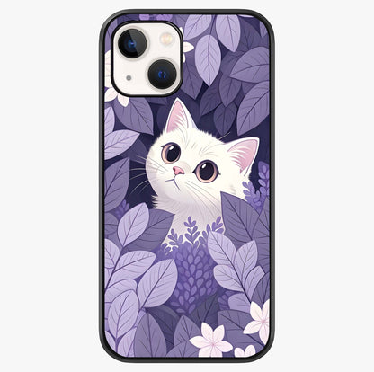 Lilac Hide Peek Cat Glass Case showing full back design in clean flat view with glossy glass finish.