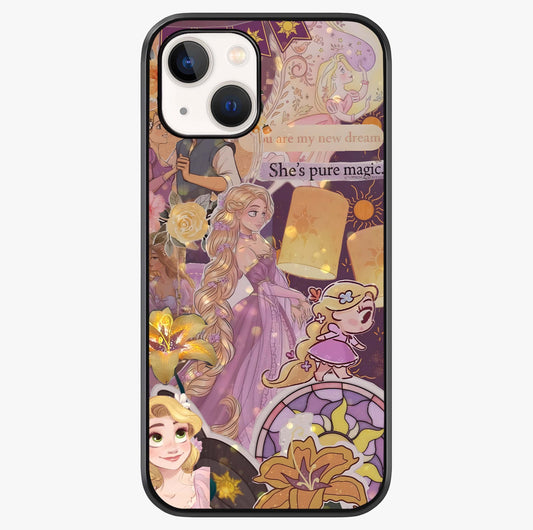 Magical Tangled Dream Glass Case showing full back design in clean flat view with glossy glass finish.