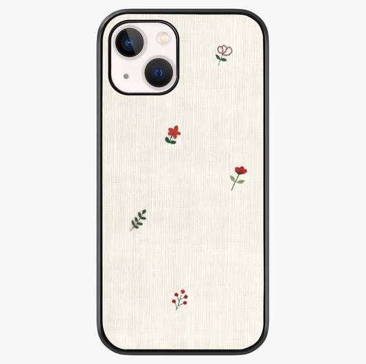 Minimal Petal Whispers Glass Case showing full back design in clean flat view with glossy glass finish.