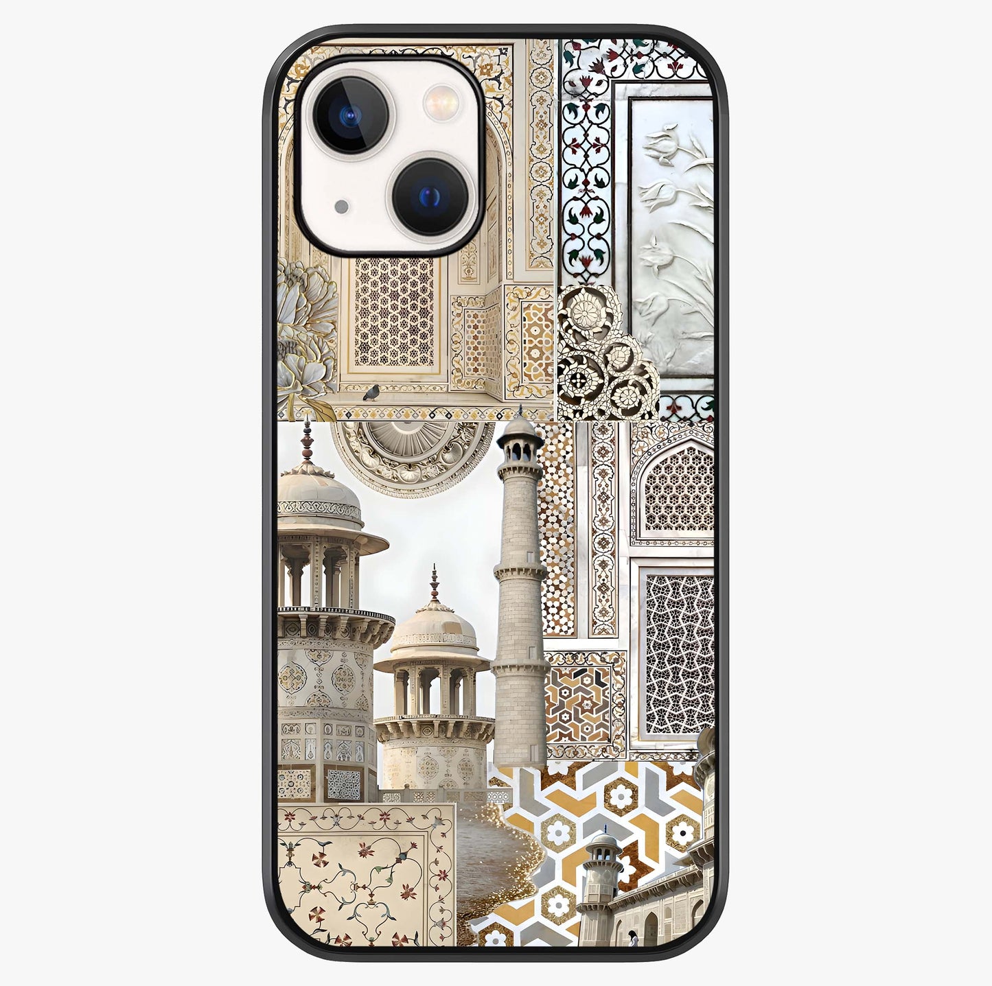 Mughal Marble Legacy Glass Case showing full back design in clean flat view with glossy glass finish.