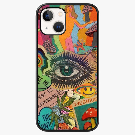Mystic Eye Wonderland Glass Case showing full back design in clean flat view with glossy glass finish.