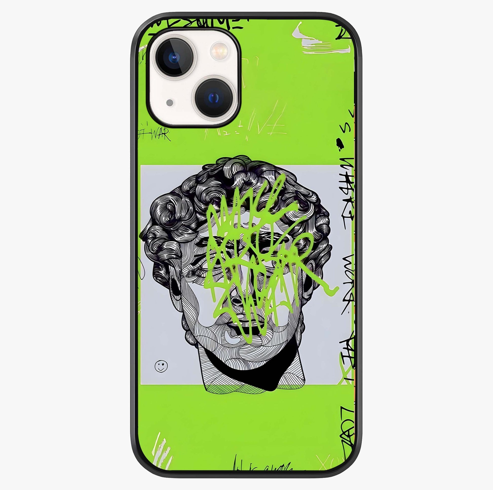 Neo Graffiti Rebellion Glass Case showing full back design in clean flat view with glossy glass finish.