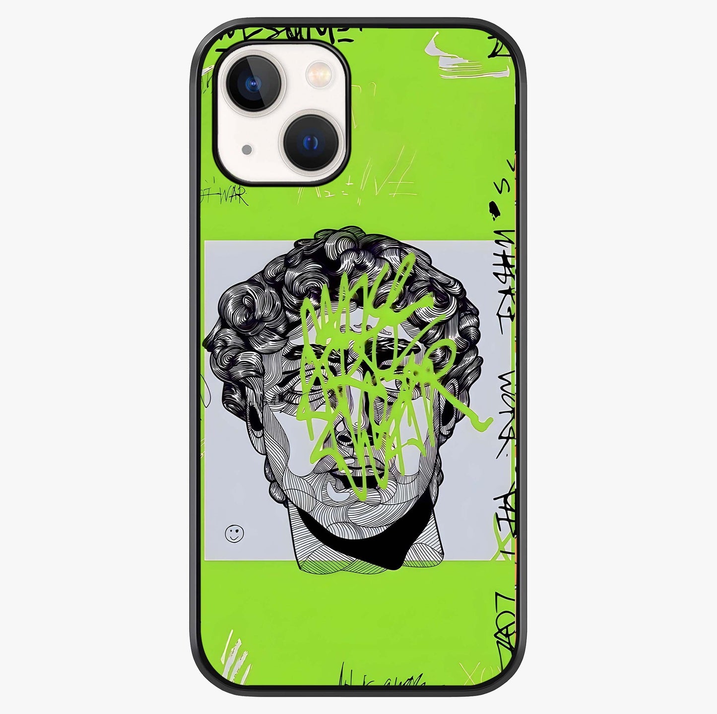 Neo Graffiti Rebellion Glass Case showing full back design in clean flat view with glossy glass finish.