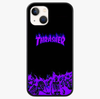 Neon Flame Riot Glass Case showing full back design in clean flat view with glossy glass finish.