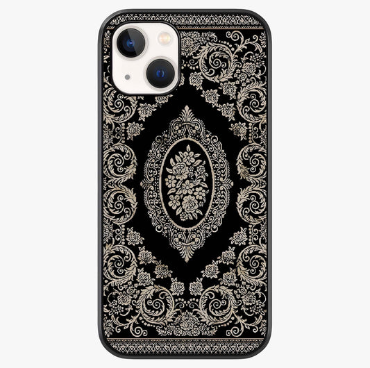 Noir Bloom Elegance Glass Case showing full back design in clean flat view with glossy glass finish.