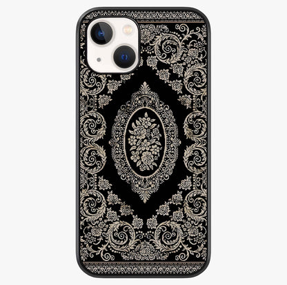Noir Bloom Elegance Glass Case showing full back design in clean flat view with glossy glass finish.
