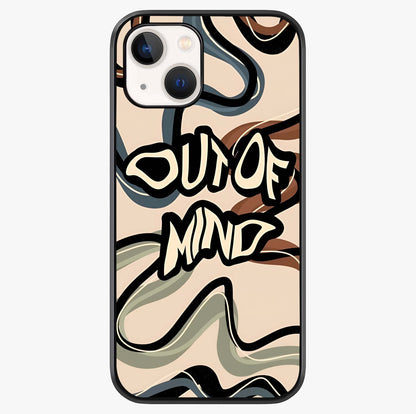 Out Of Mind Glass Case showing full back design in clean flat view with glossy glass finish.