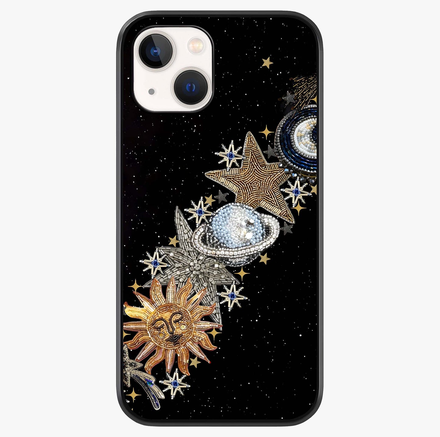 Pearls Universe Object Glass Case showing full back design in clean flat view with glossy glass finish.